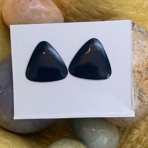 Vintage Jet Black Triangle Stud Pierced Earrings